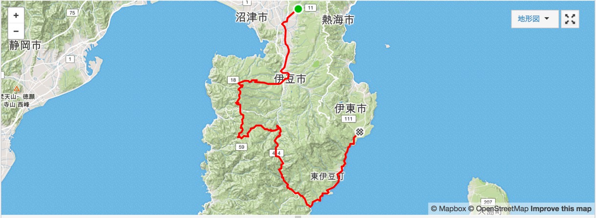 西伊豆スカイライン天城越え河津桜ライドのルート