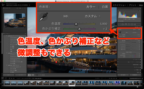 Lightroomで色味の微調整もできる