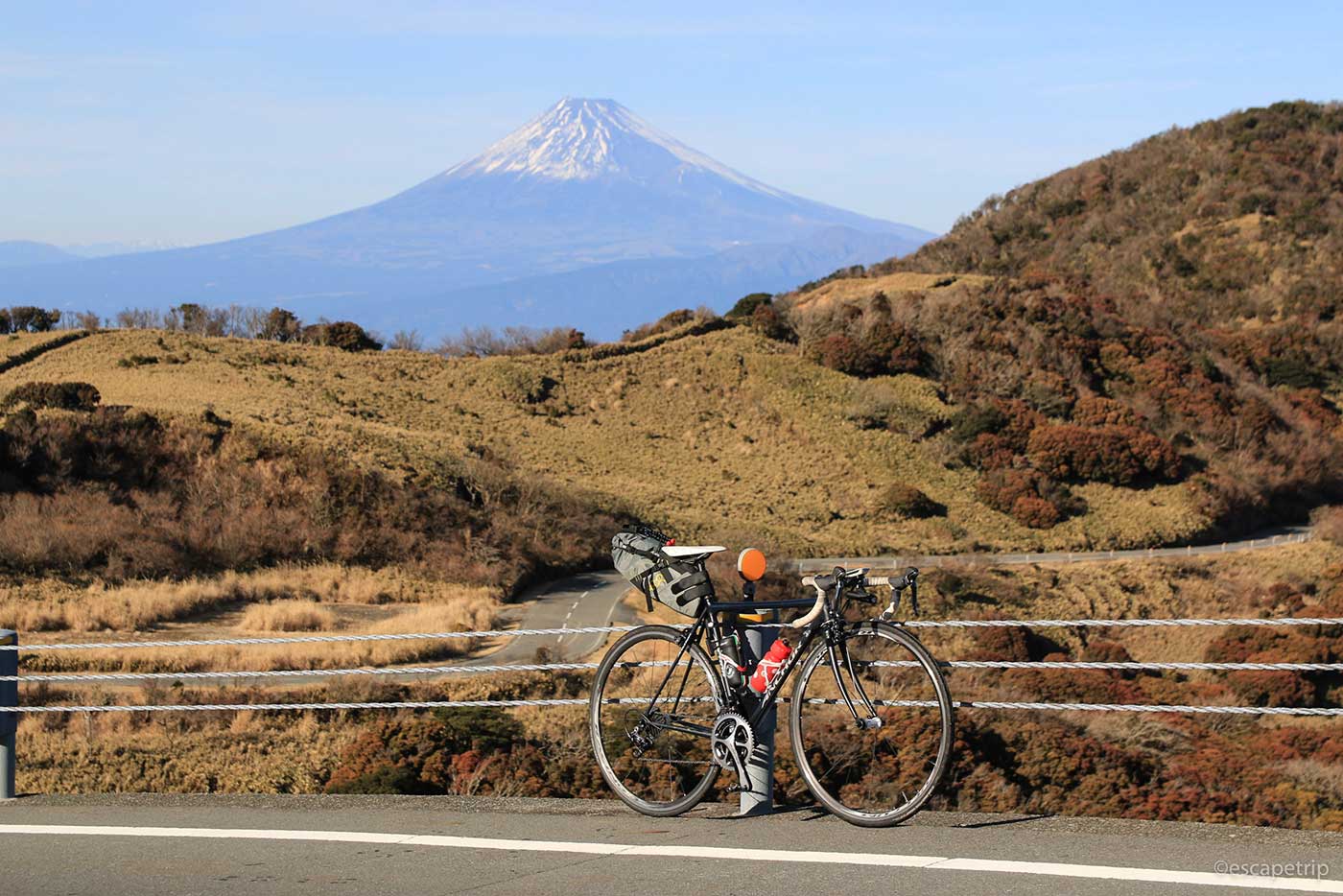 富士山とロードバイク