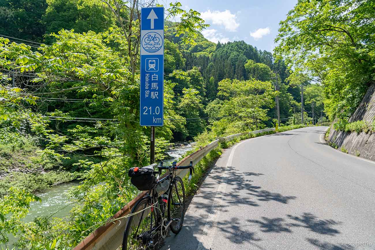 白馬に向かうJapan Alps Cycling Road