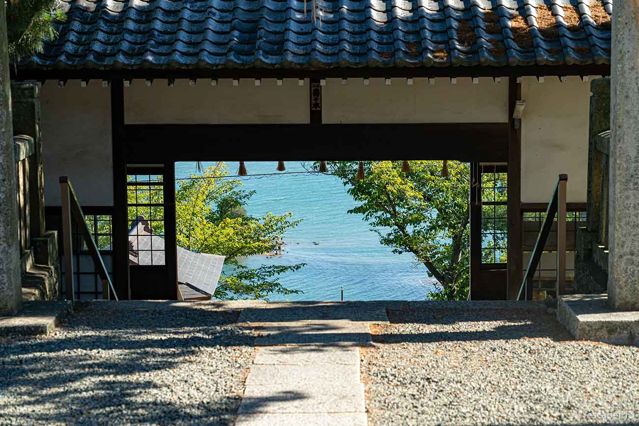 富丘八幡神社の境内から見える海