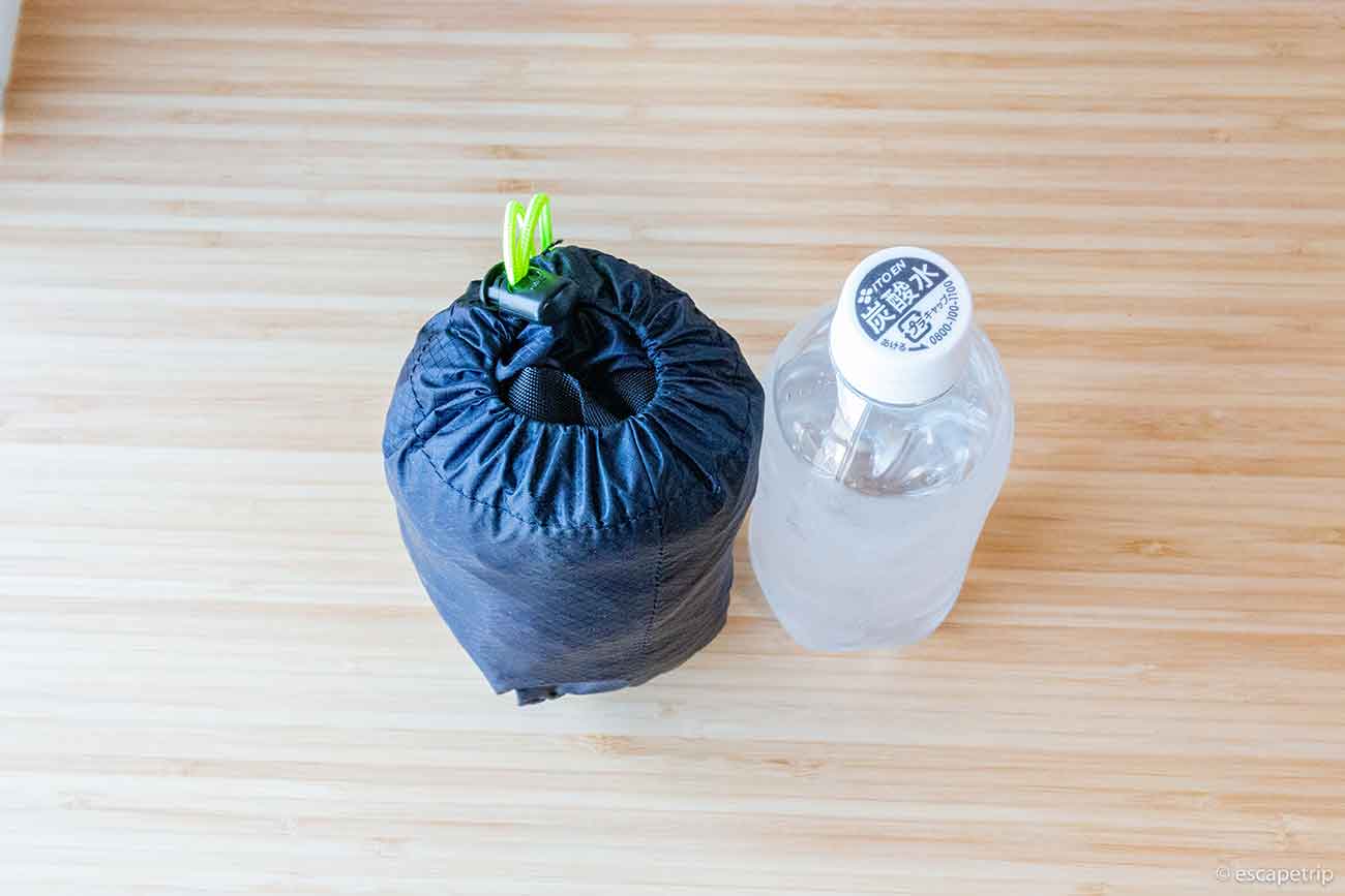 FAIRWEATHER「mini velo carry bag」を500mlペットボトルと比較的